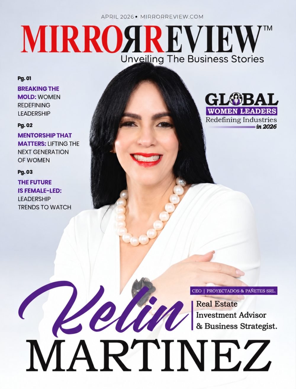 Kelin Martínez en la portada de Mirror Review, Global Women Leaders 2026