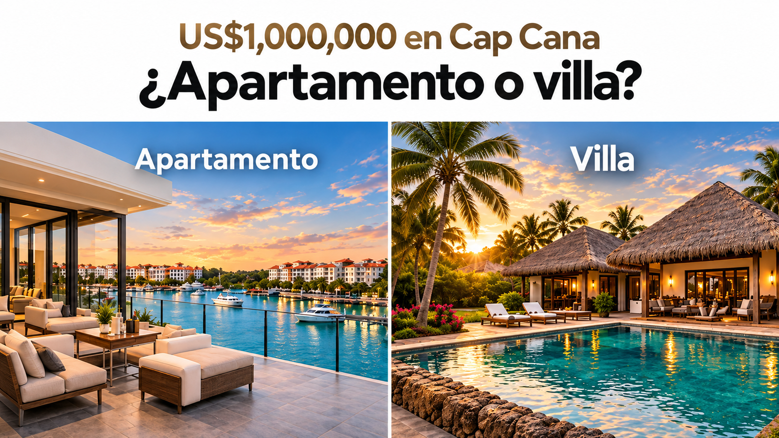 US$1,000,000 en Cap Cana: ¿Apartamento o Villa?